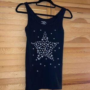 Joe Boxer Women’s Black with Silver Star Sparkles Tank Top Size Med
